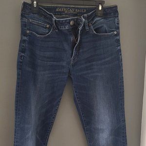 Used AEO Men's Blue Dark Wash Slim Jeans